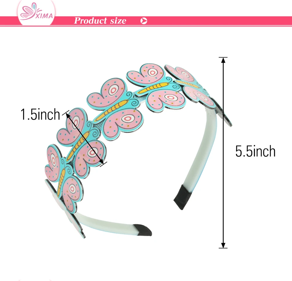 XIMA 1 шт., милая мультяшная повязка на голову для девочек, пластиковая повязка на голову с бабочкой и зубами, повязка на голову для детей, подарочные аксессуары для волос