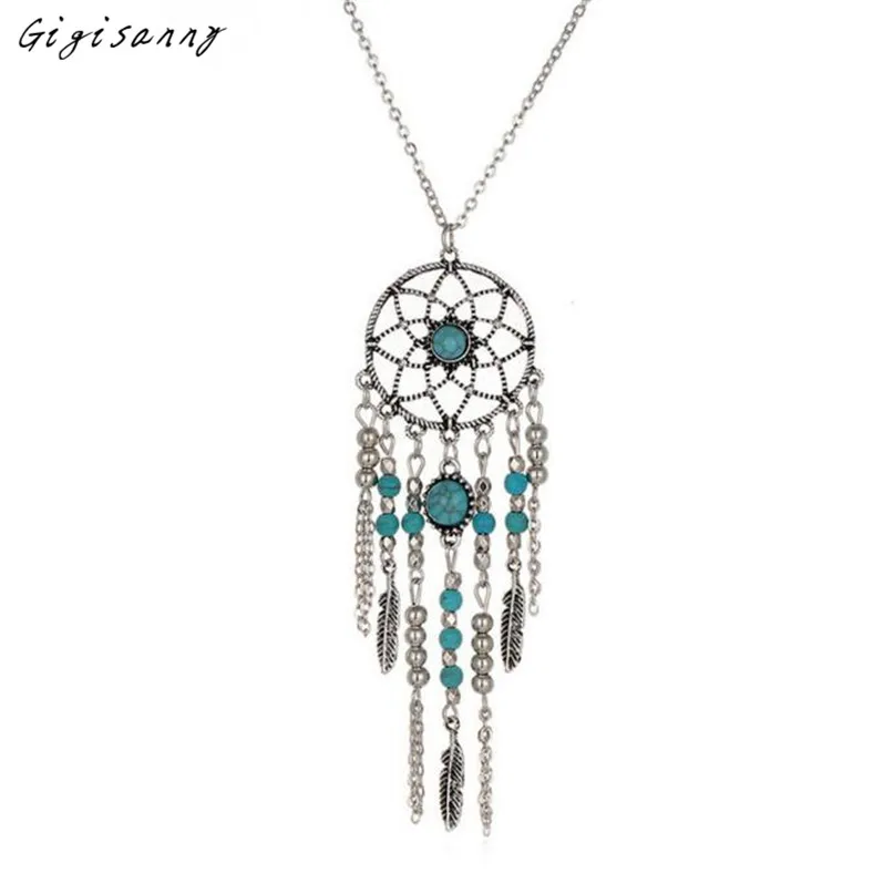 Gigisanny 2016 Women Retro Turquoise Feather Pendant Long Sweater Chain Necklace Creative Gifts Free Shipping,Oct 24