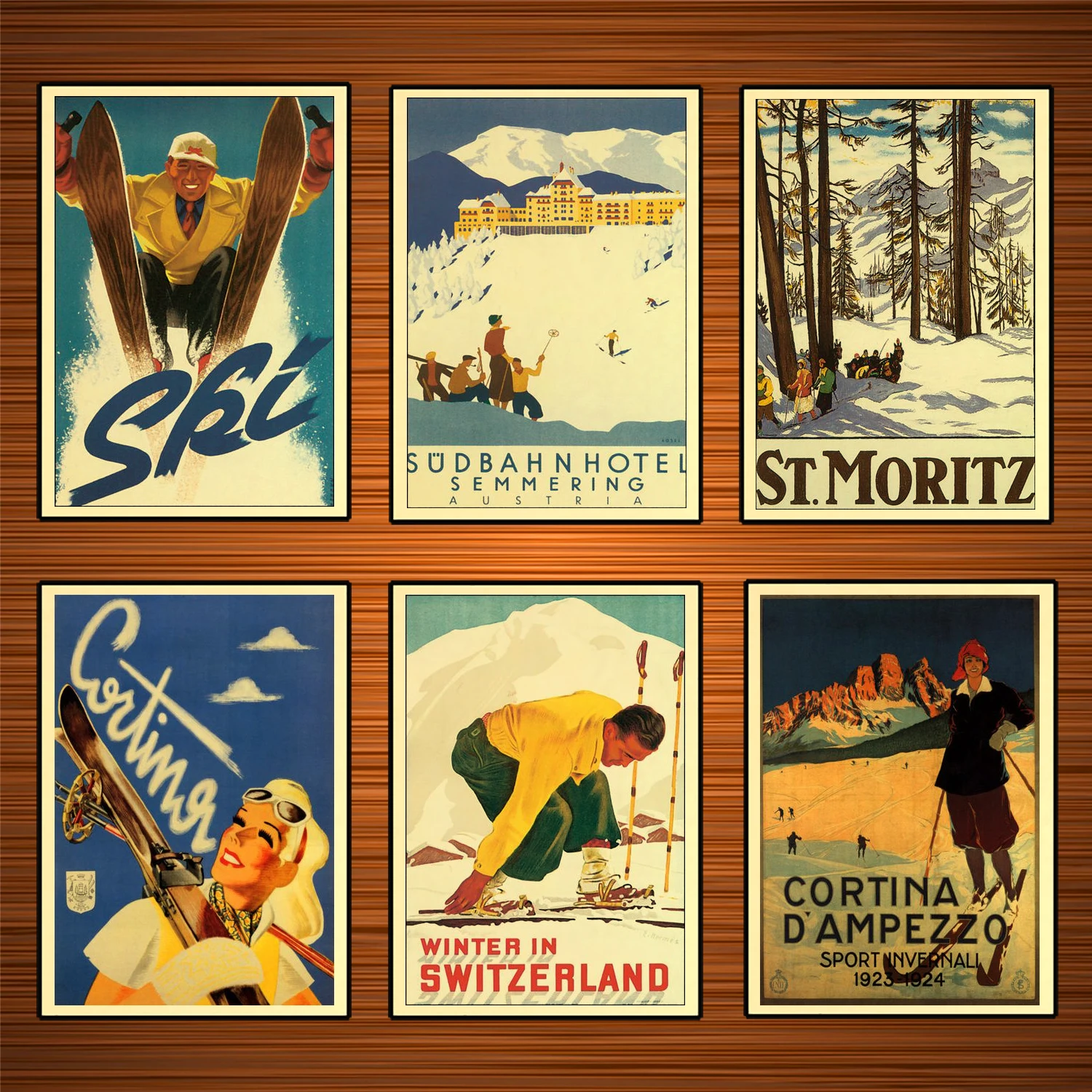 St Moritz Switzerland French Les Bains European Travel Advertisement Poster 