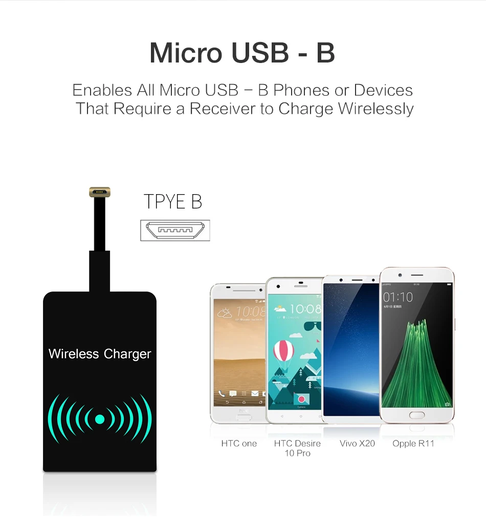 CinkeyPro QI Беспроводной Зарядное устройство приемник Micro Тип usb C для iPhone samsung Тип-C 5 V/1A зарядный адаптер универсальный программатор