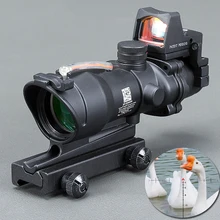 Acog 4x32 Optic Scope Riflescope Cahevron Reticle Fiber Green Red Illuminated Optic Sight With Rmr Mini Red Dot Sight