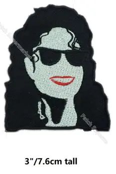 

MICHAEL JACKSON Face Logo Iron On Patches Embroidered badge rockabilly music band singer dancer applique for teens t-shirt cap