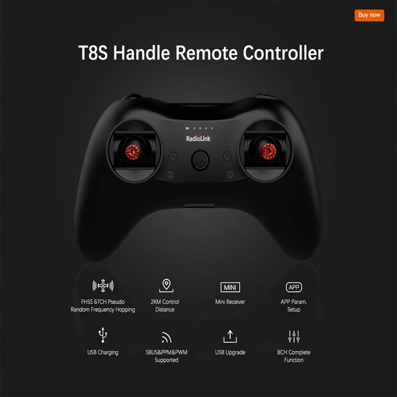 

2019 New Radiolink T8S Remote Control Remote Control Compatible with fixed-wings,gliders.multicopter.RC car and the receiver