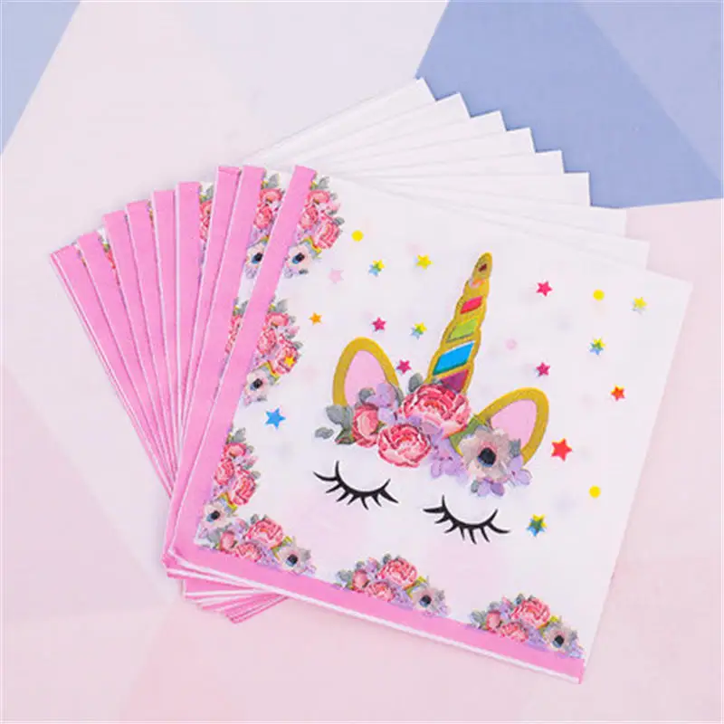 10pcs/Lot Unicorn Party Theme Napkin Baby Shower Children Birthday Party Decoration Disposable Tableware Napkin Party Supplies