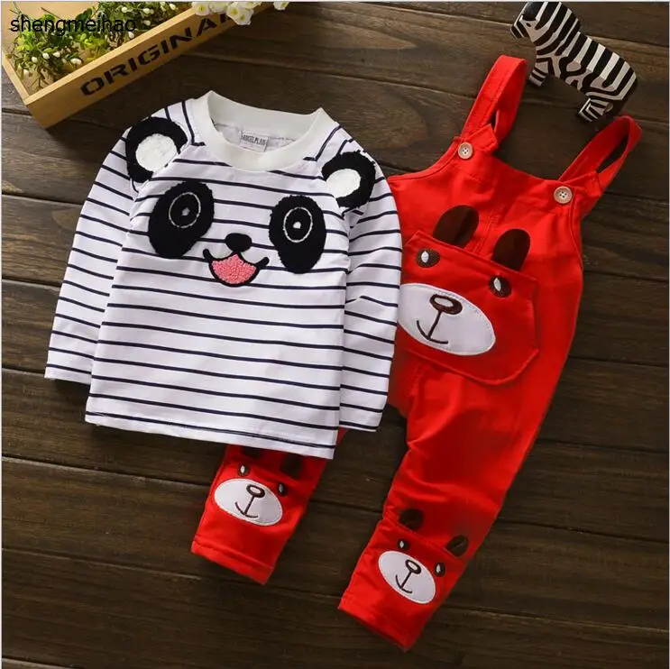 

2019 Spring Lucky Child Baby Clothing Sets Rompers Panda Top+Pant 2PC corduroy pants Cotton coat 1-3Y Baby Little bear