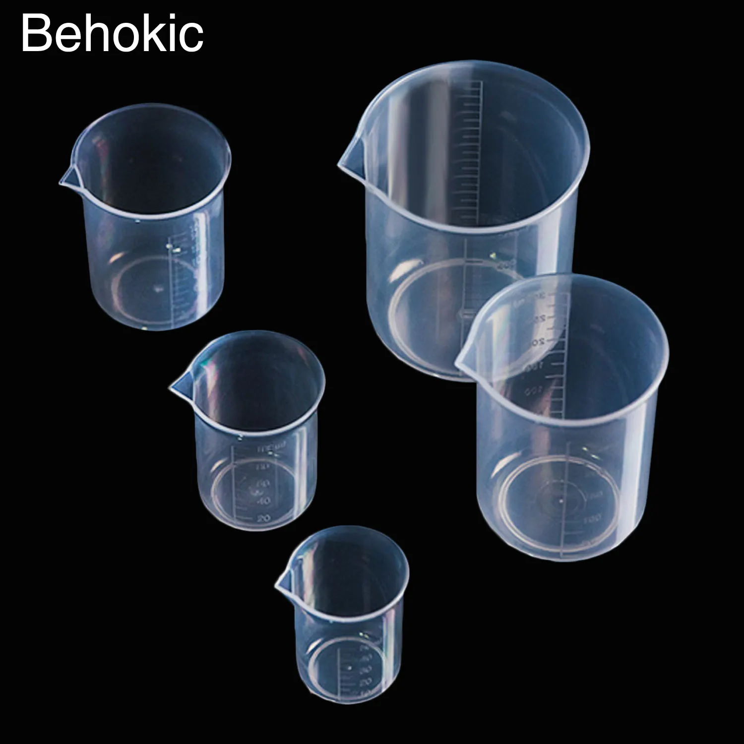 Behokic 5PCS Transparent Measuring Cup with Accurate Scales for Household Home Kitchen Laboratory 50ml 100ml 150ml 250ml 500ml | Дом и сад