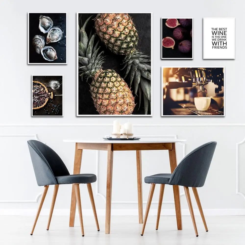 

Modern Kitchen Poster Coffee Foods Canvas Art Painting Blueberry Fruit Print Picture for Dining Room Nordic Wall Art Decoration