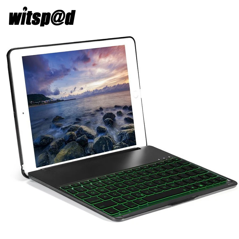Drop resistance Slim USB Backlit Keyboard for iPad 9.7 2017 Case Cover with Wireless Bluetooth Keyboard for iPad 9.7 Inch