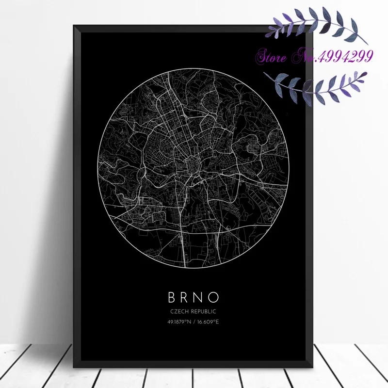 

Brno Prague Czech republic City Map Poster Canvas Poster Home Decor No Frame
