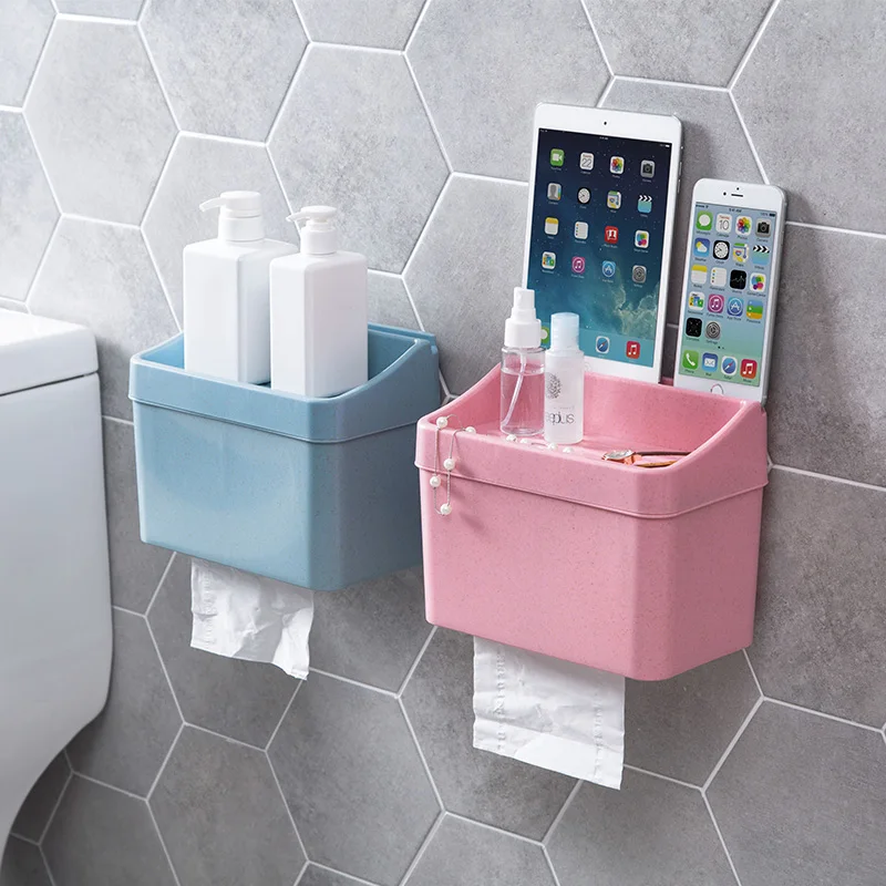 Punch free toilet paper boxes toilet creative towel rack rolls cartons