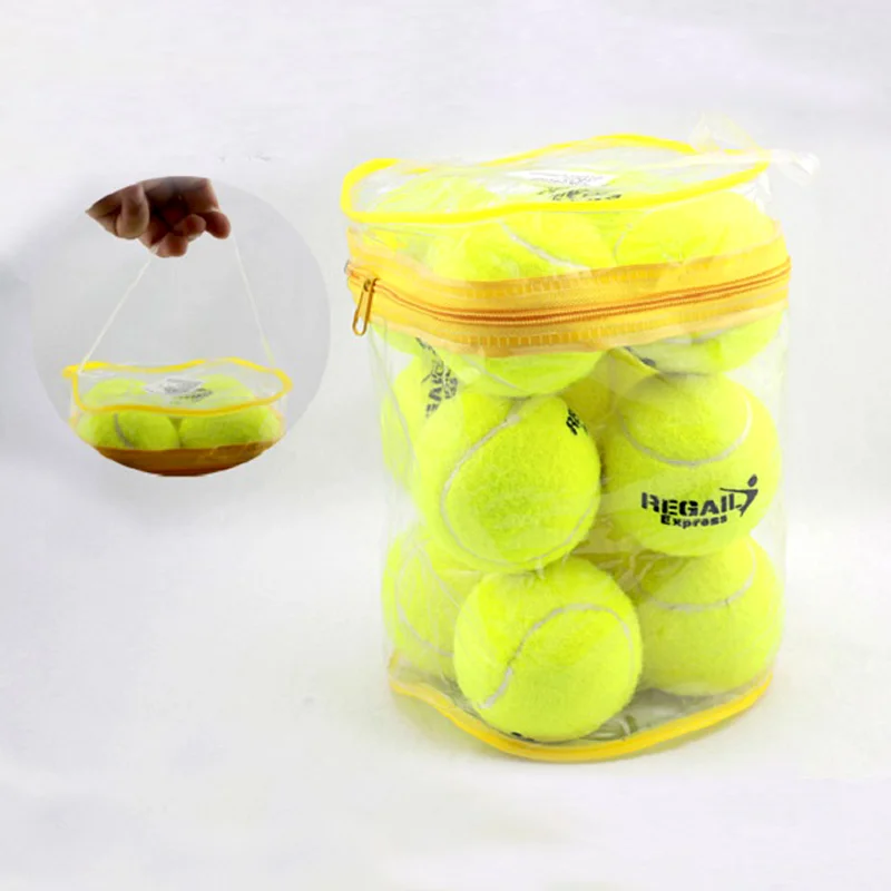 12 шт./пакет высокая эластичность теннисные мячи зеленый тренировка, теннис Мячи Практика теннисный мяч спорт с бесплатной сумкой