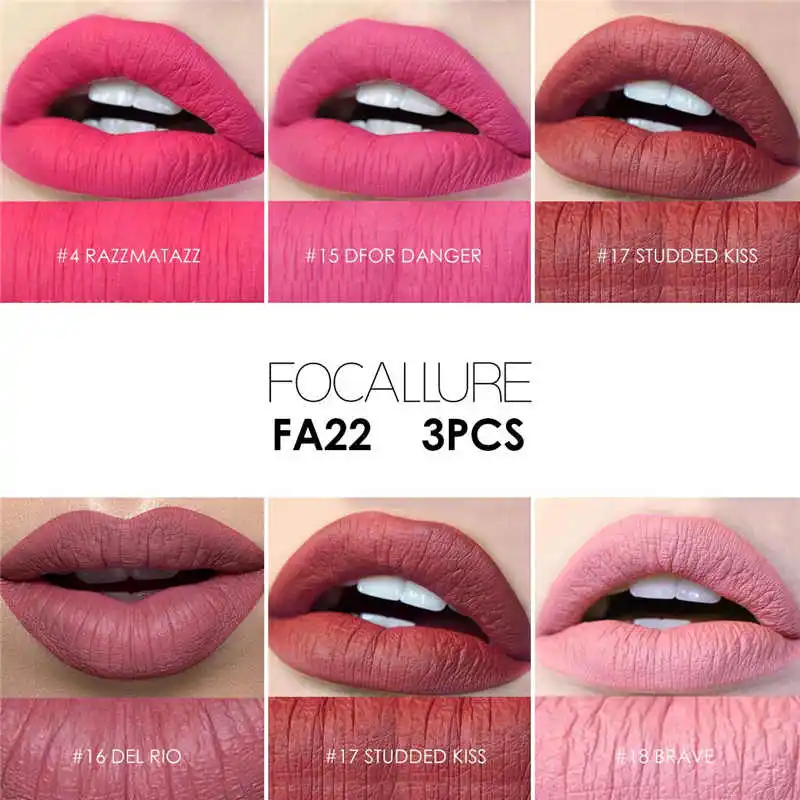 focallure 3pcs matte lip crayon high quality with long lasting