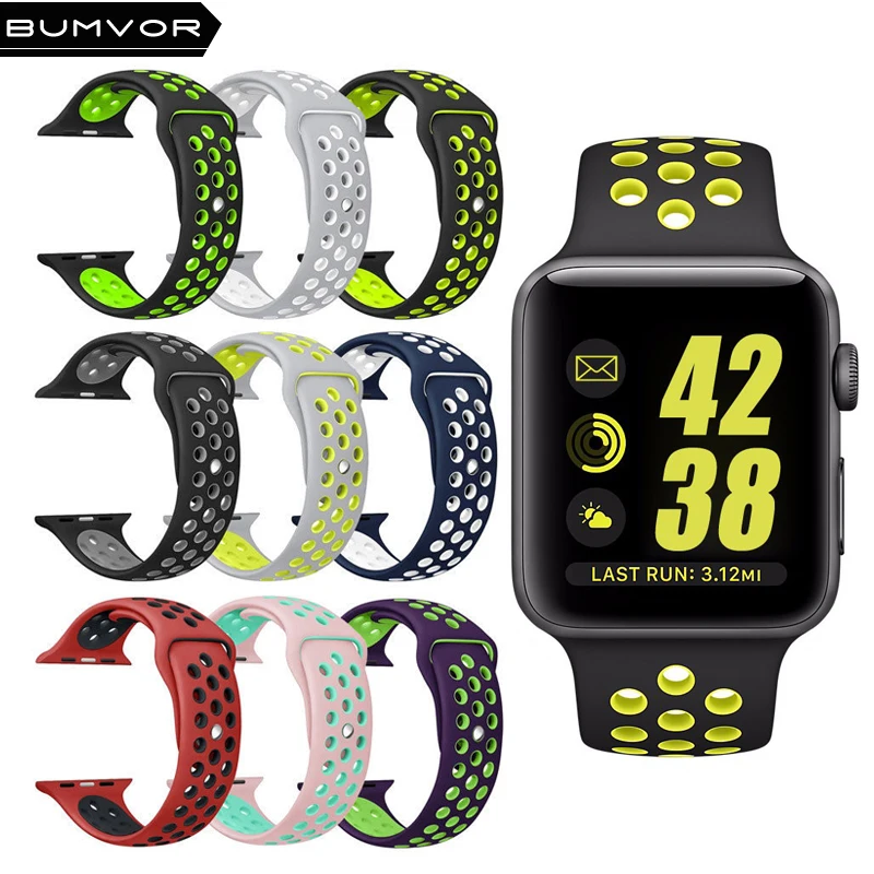  For apple watch nike Silicone Replacement Sport Band For 44/40MM Apple Watch Series 42/38MM Wrist Bracelet Strap For iWatch  