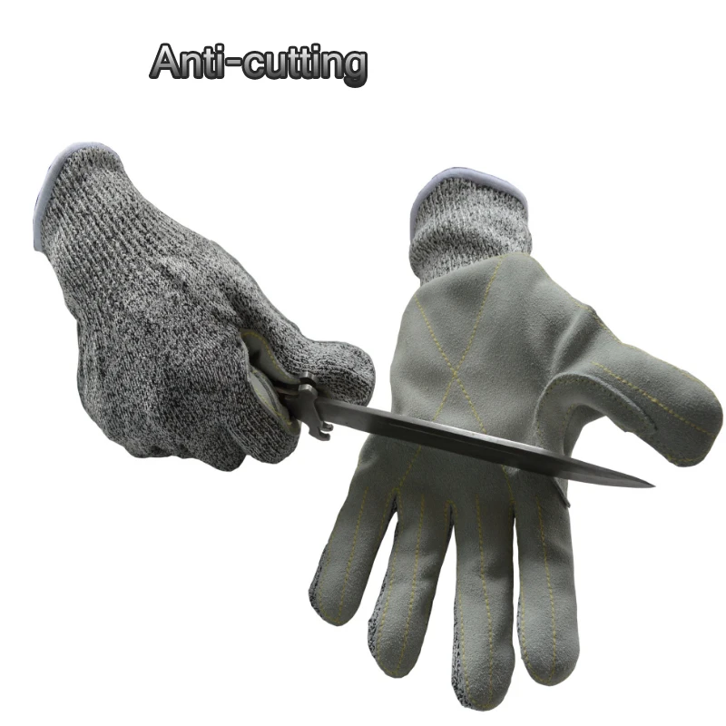 

1Pair Level 5 Anti-cut Gloves HPPE Leather Cut/Stab/Slip/Wear Proof Working Safety Protection Gloves for Man Worker Butcher