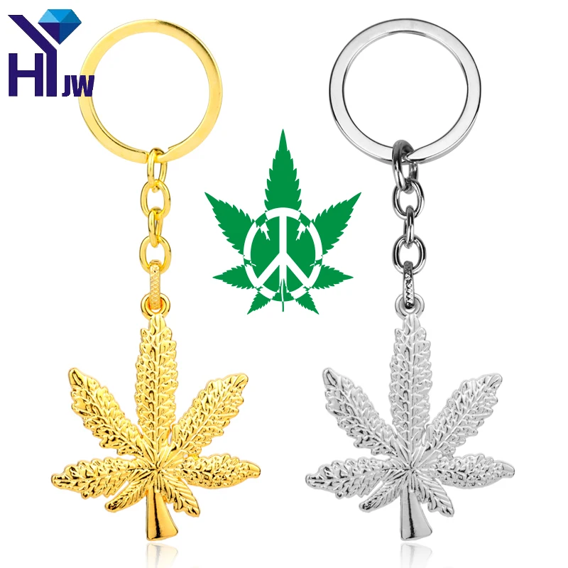 

HEYu New Fashion Iced Out HipHop Pendant Keychain Maple Leaf Pendant Chains Hip Hop Bling Key Ring for Men Mujer