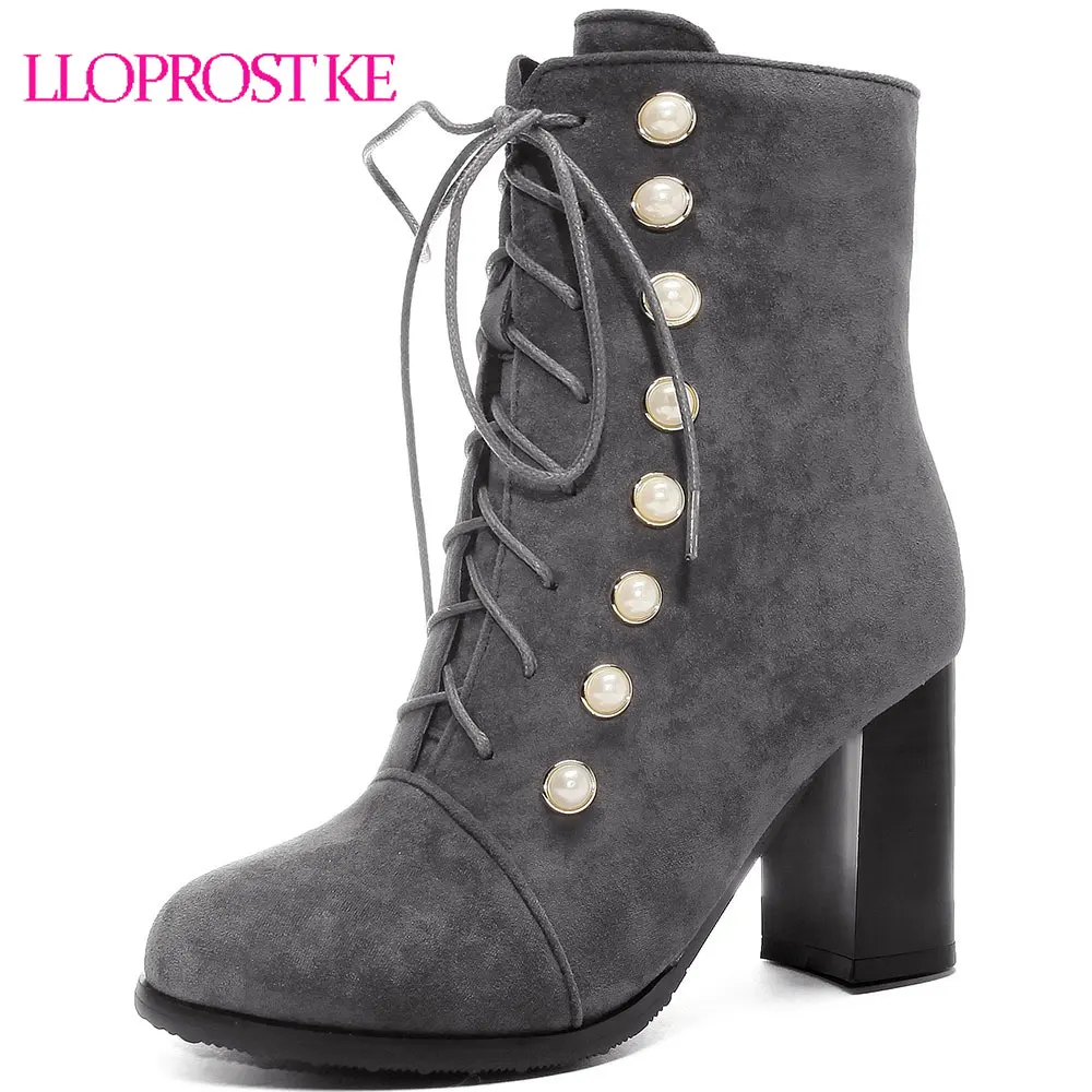 

Lloprost ke high quality pu autumn winter women boots black wine red gray ankle boots lace up ladies boots size 34-48 D278