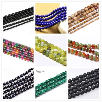 

4mm 6mm 8mm 10mm 12mm DIY Nature Stone Beads Lava stone Tiger Eye Turquoises Natural Stone Beads Amazonite Watermelon Loose Bead