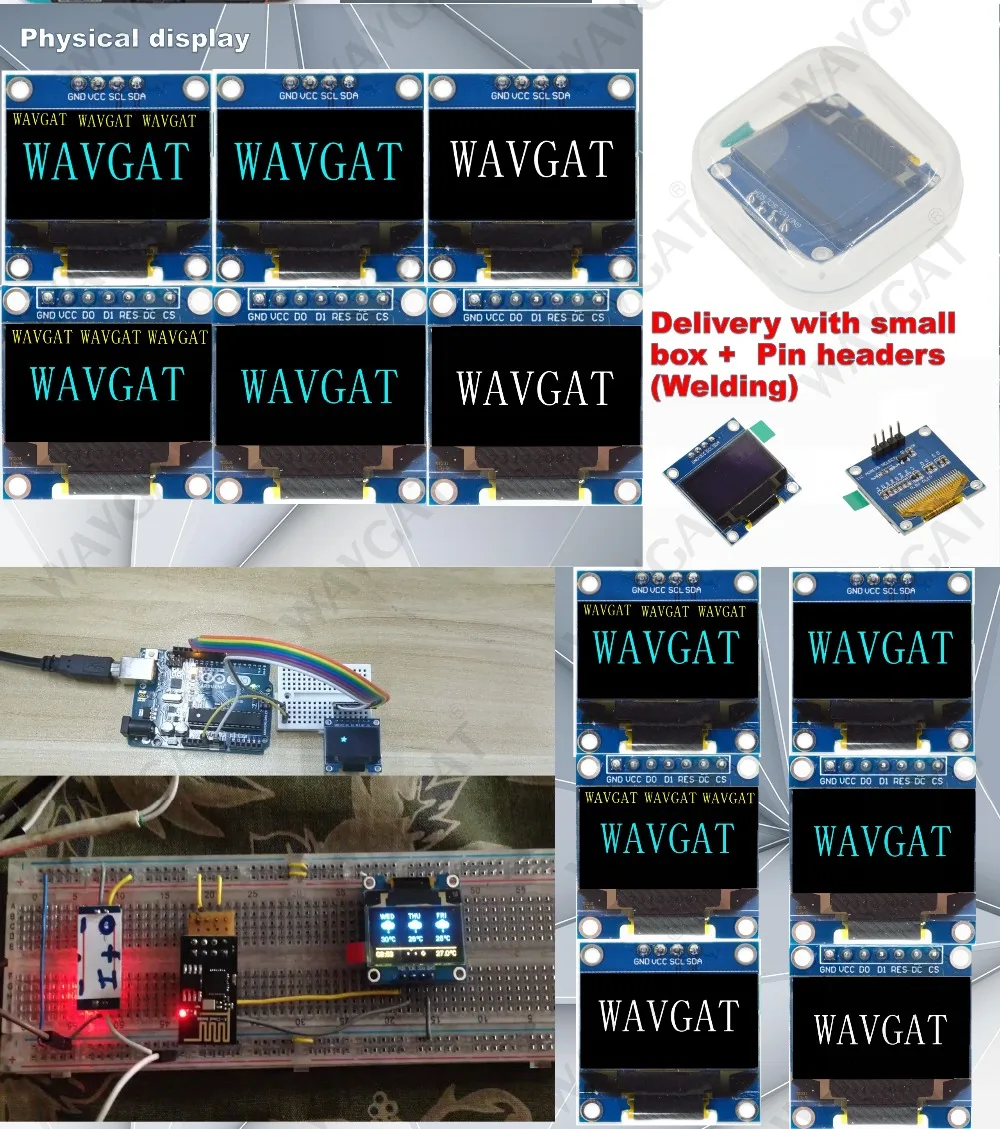 WAVGAT сине-белые Цвет 128X64 цвет желтый, синий; размеры 34–43 O светодиодный ЖК-дисплей светодиодный Дисплей модуль для Arduino 0,96 дюйма I2C IIC Серийный