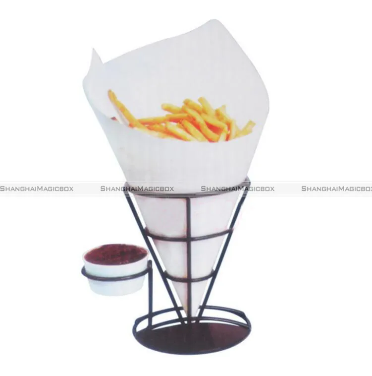 French Fry Stand with Condiment Stand French Fries Chip Cone Holder
