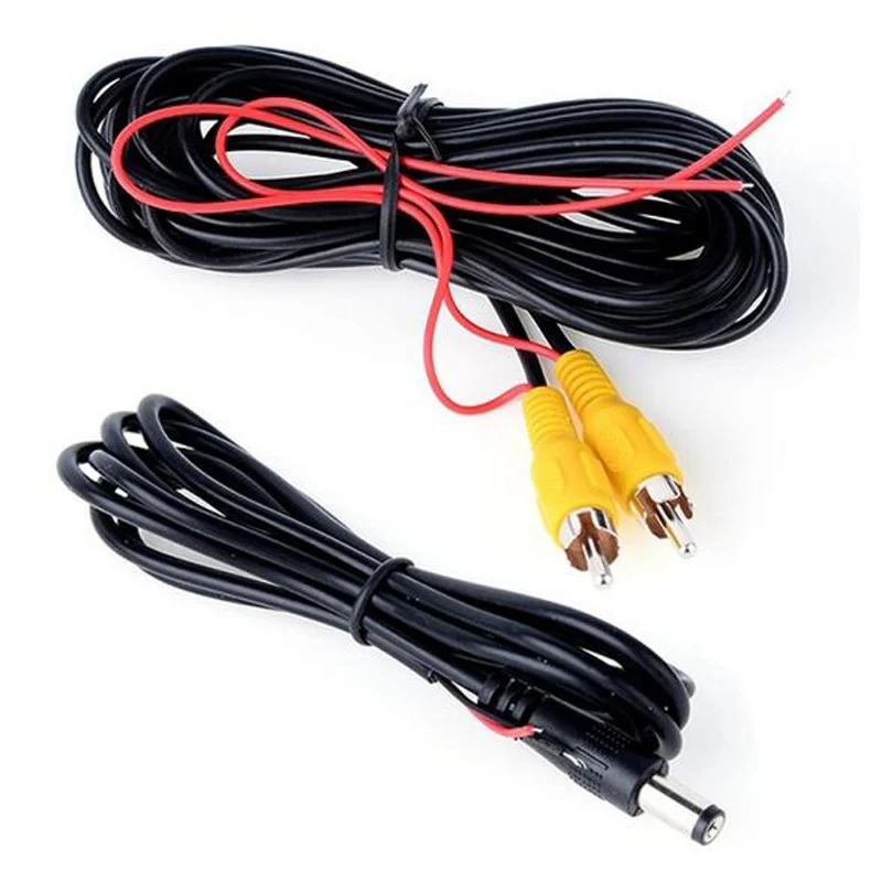 

Universal wire harness for car rear view camera parking (5m video extension cable and 1.2m power cable ),Free Shipping