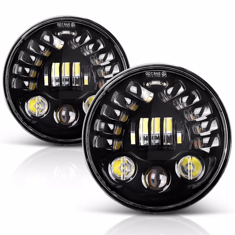 

2X 7Inch LED Wrangler Headlights DOT Approved New Matrix Style 70W Round Headlamp With DRL Turn Signal Lights For Jeep Wrangler