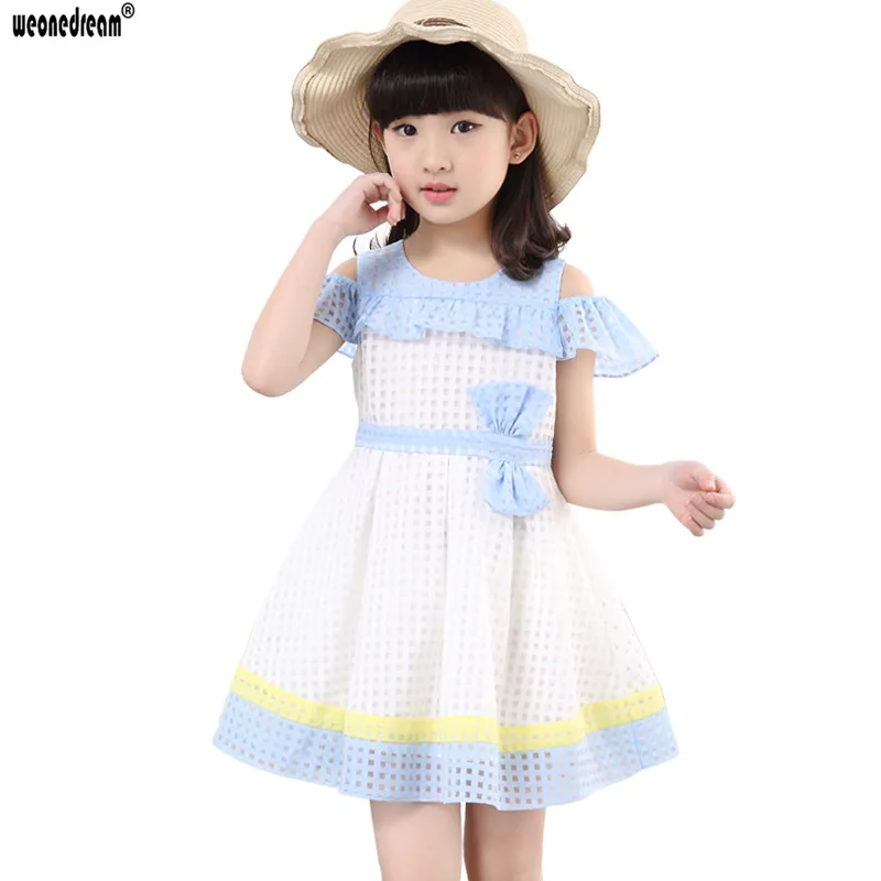 

WEONEDREAM 2017 New Summer Style Cute Girl Dress Kids Organza Clothing Bow Flower Girls Dresses Children Clothes Fit 110-150cm