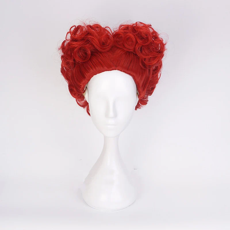 Хэллоуин Алиса в стране чудес Красная Королева Косплей парик ролевые игры королева сердца костюм красные волосы+ парик шапка - Цвет: as the picture