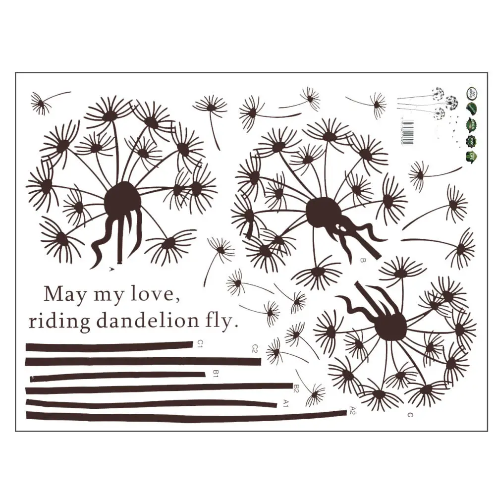 

Stylish Flying Dandelion Pattern PVC Removable Mural Art Decal Wall Sticker Home Living Room Door Wall DIY Decoration