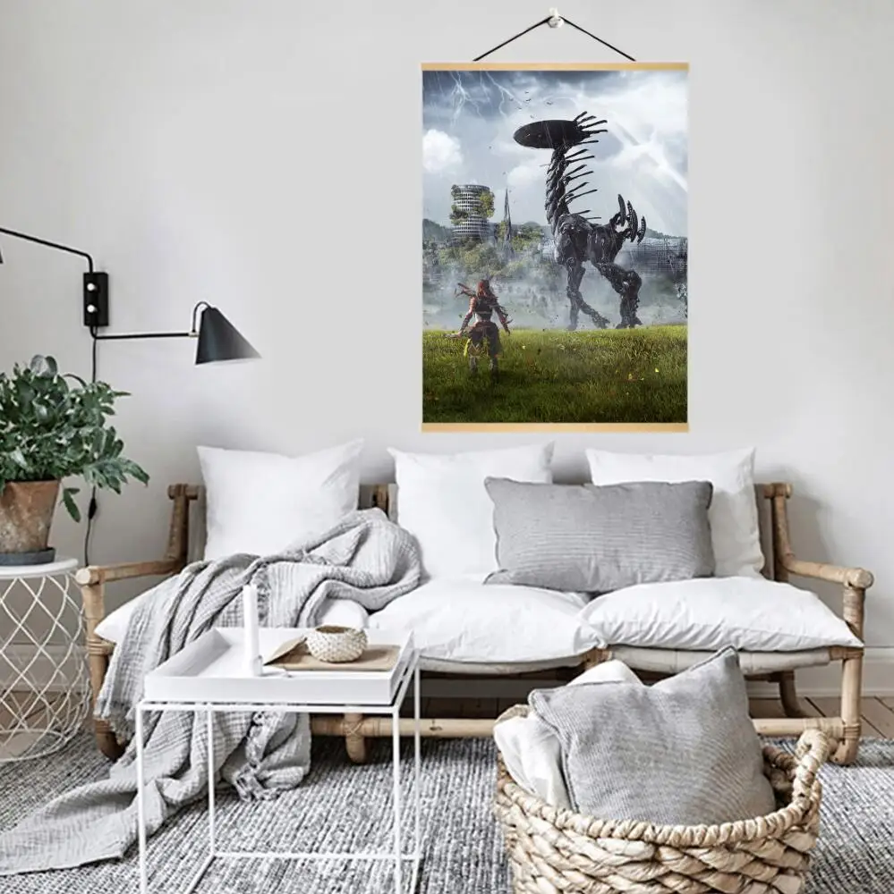 Игра Horizon Zero Dawn HD плакат на печать на холсте Современная Настенная декоративная уникальный подарок твердая древесина висячая прокрутка живопись - Цвет: C