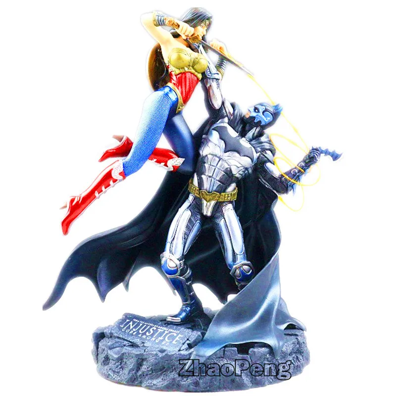 

17 CM BatMan VS Wonder Woman Bust Action Statue Figure Batman Wonder Woman Fighting version Model Toy