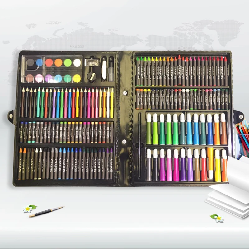 168 шт., Ручка-роллер, игрушки для рисования, цветной карандаш, восковой карандаш, кисть для рисования маслом, детский инструмент для рисования, Детский Набор для раскрашивания
