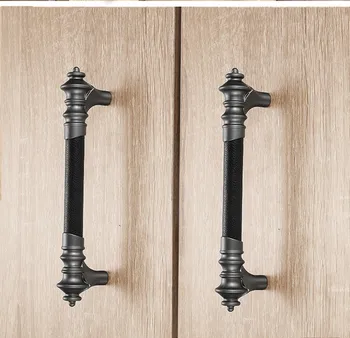 

128mm 192mm modern simple gray kitchen cabinet wardrobe door handle leather gray drawer shoe cabinet knob pull dresser cupboard