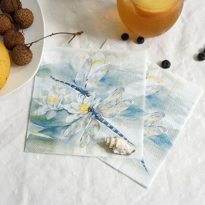 2 x Decoupage paper napkins IHR 33x33cm 3 ply dragonfly paper napkins for decoupage vintage