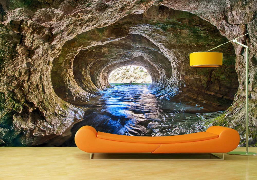Custom Wallpaper Murals Water Through Cave Self Adhesive Vinyl Wall Sticker Poster Wall Paper