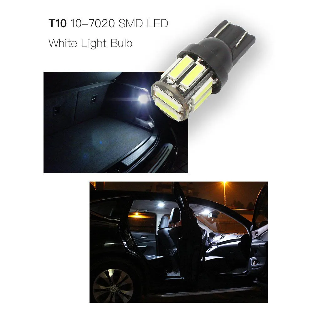 10 шт. белый DC 12V 3 5W T10 W5W 194 147 152 158 159 10SMD 7020 светодиодный светильник для чтения