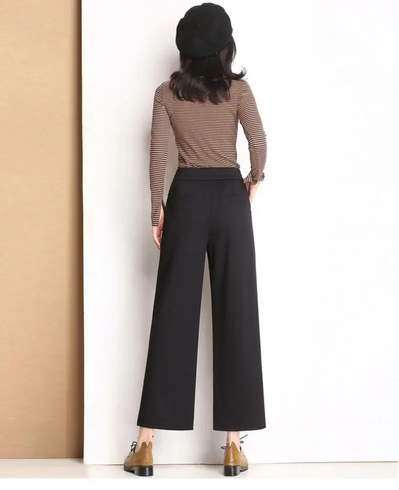 New 2 colors sexy high waist ninth pants bow elastic waist loose women's casual pants
