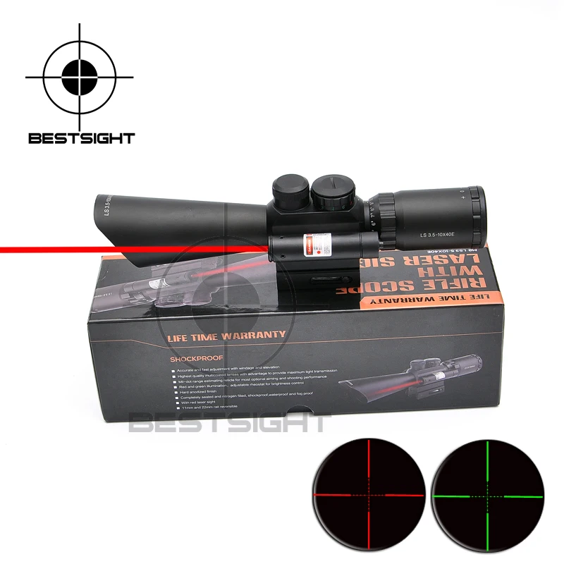 

Tactical M8 3.5-10x40 Shooting Riflescope Hunting Rifle Scope Optical Scopes With Red Laser Light Night Vision