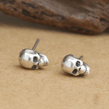 

Handmade Thai Silver Skull Earrings Vintage 925 Silver Skull Earring Sterling Silver Man Earring