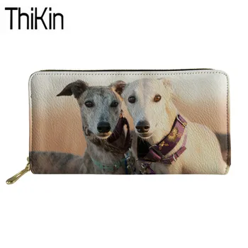 

Thikin 3D Greyhound Printing Wallets Women Long PU Leather Purse Ladies Luxury Design Card Wallet for Females Clutch Coin Pouch
