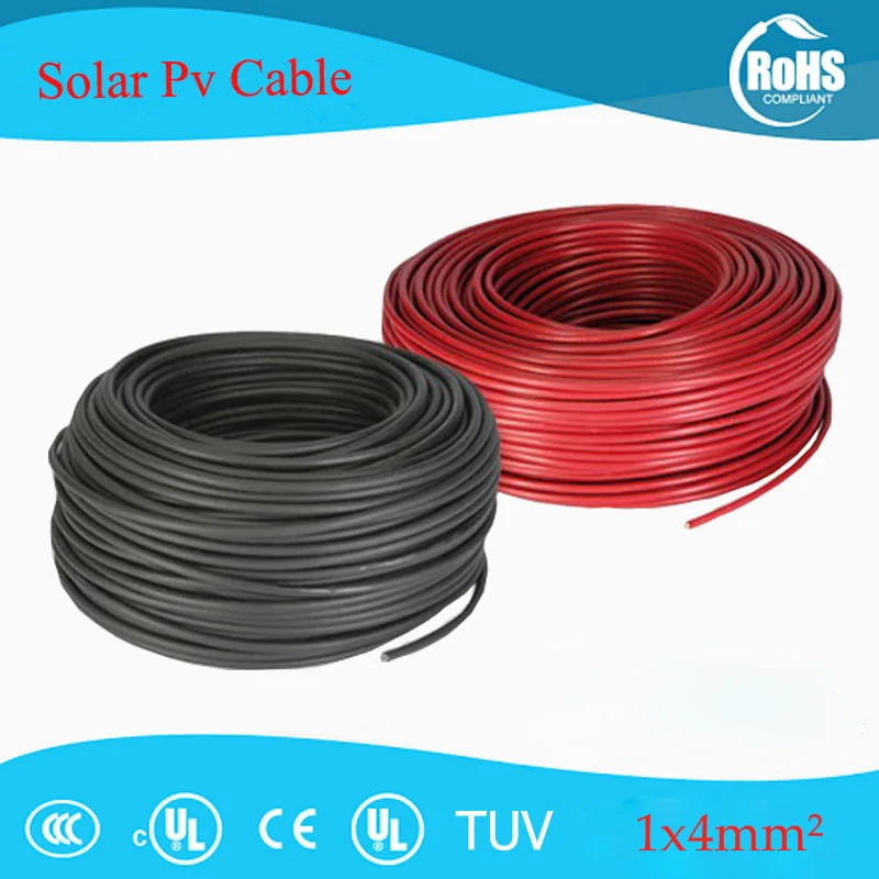 

100 Meters/Roll Solar PV Cable 4mm2 Photovoltaic Cable, for PV Panels Connection With UV UL Approva