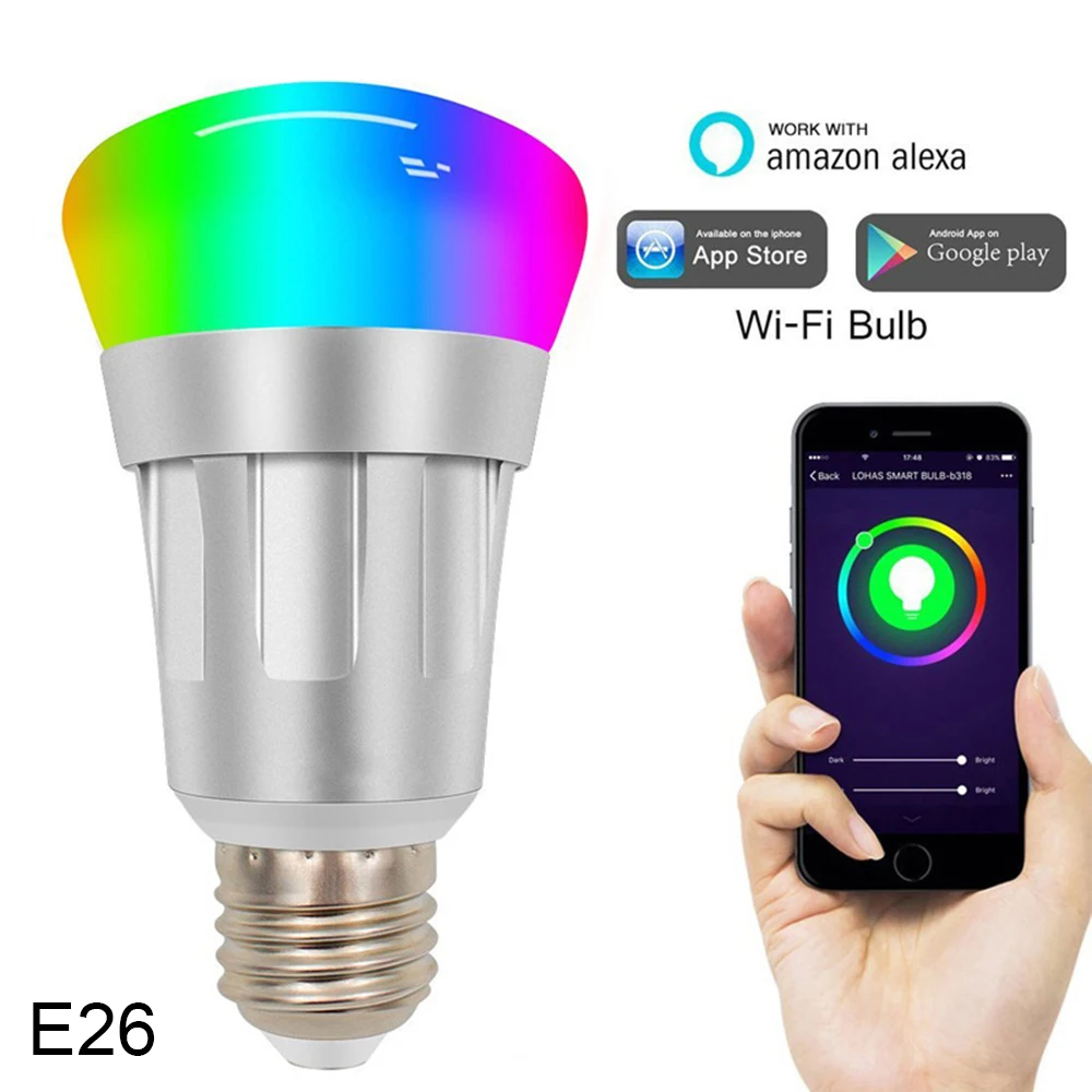 

E27 E26 E14 B22 Smart WiFi Bulb Dimmable light Voice APP Remote Control Multi-Color Led Bulb Work With Alexa Google Home Nest