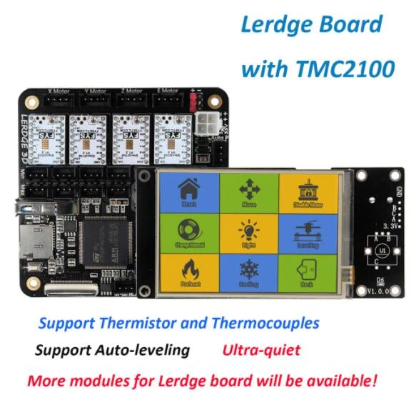 

3D Printer Parts Easy to Use 3D Printer Lerdge Board with Thermistor and Thermocouples 4pcs TMC2100 3.5" Touch Screen