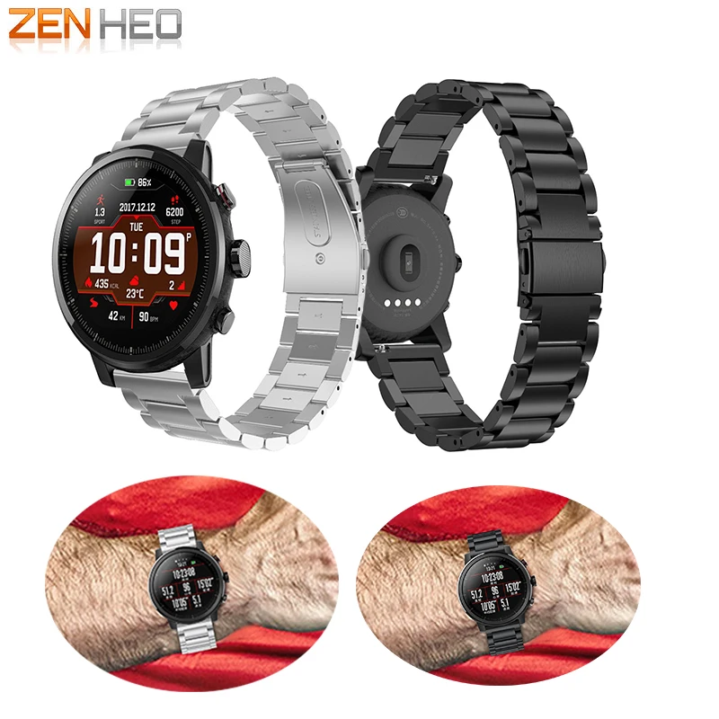 

Stainless Steel Metal Clasp 22MM Band For HUAMI Amazfit Stratos 2 Replacement Bracelet Wrist Strip For Xiaomi Huami Amazfit 2