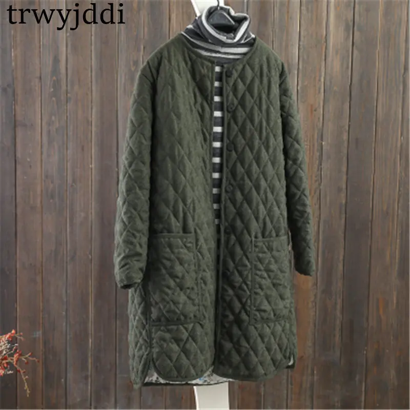Пуховая хлопковая куртка, Женское зимнее пальто с длинным рукавом, повседневное корейское однобортное женское Новое теплое длинное пальто, верхняя одежда A950 - Цвет: armygreen