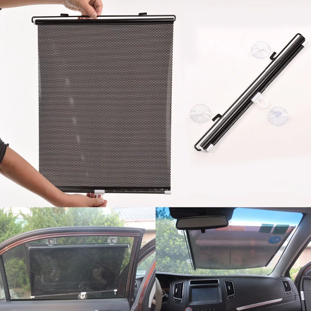 

Nosii 40*60cm Retractable Car Auto Sun Block Windshield Rear Window Mesh Curtain Sun Shade