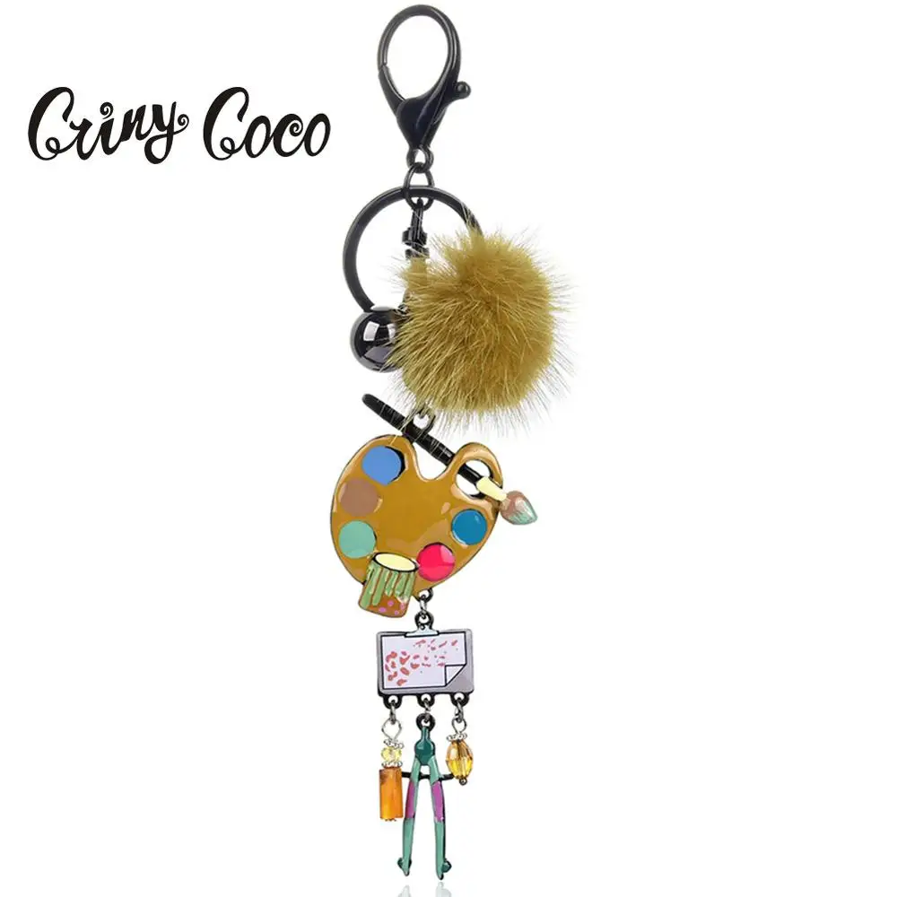 Cring Coco креативная художественная доска для рисования брелки для женщин Женская помпон Сумочка с брелоком подвеска автомобильный брелок кольцо лучшее