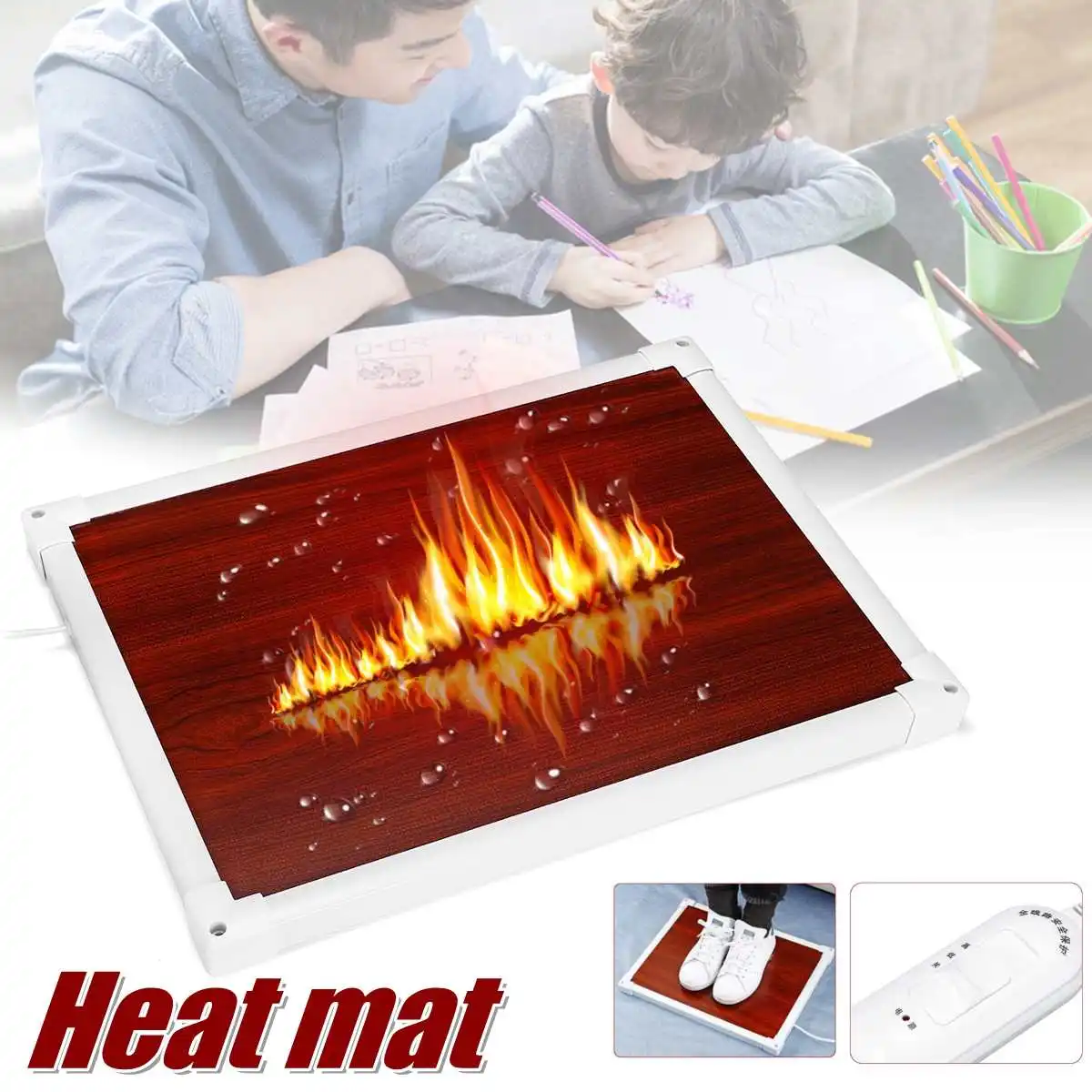

Leather Electric Heating Pad Office Heating Foot Warmer 100W 220V Winter Warm Feet Thermostat Carpet Household Electric Heater