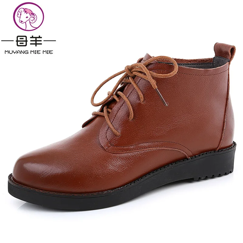Moda Mie Muyang Tamaño Mujeres Cuero 34 Las 2018 Planos azul Zapatos De Negro 44 Plus Genuino Botas Mujer marrón wwZx41rqEd