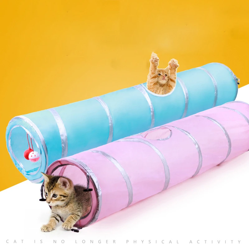 

Long Folding Cat Tunnel Interesting Pet Toy Nylon Steel Wire Cat Training Toys Cat Supplies Folding Puppy Rabbit 3 Holes Tunnel