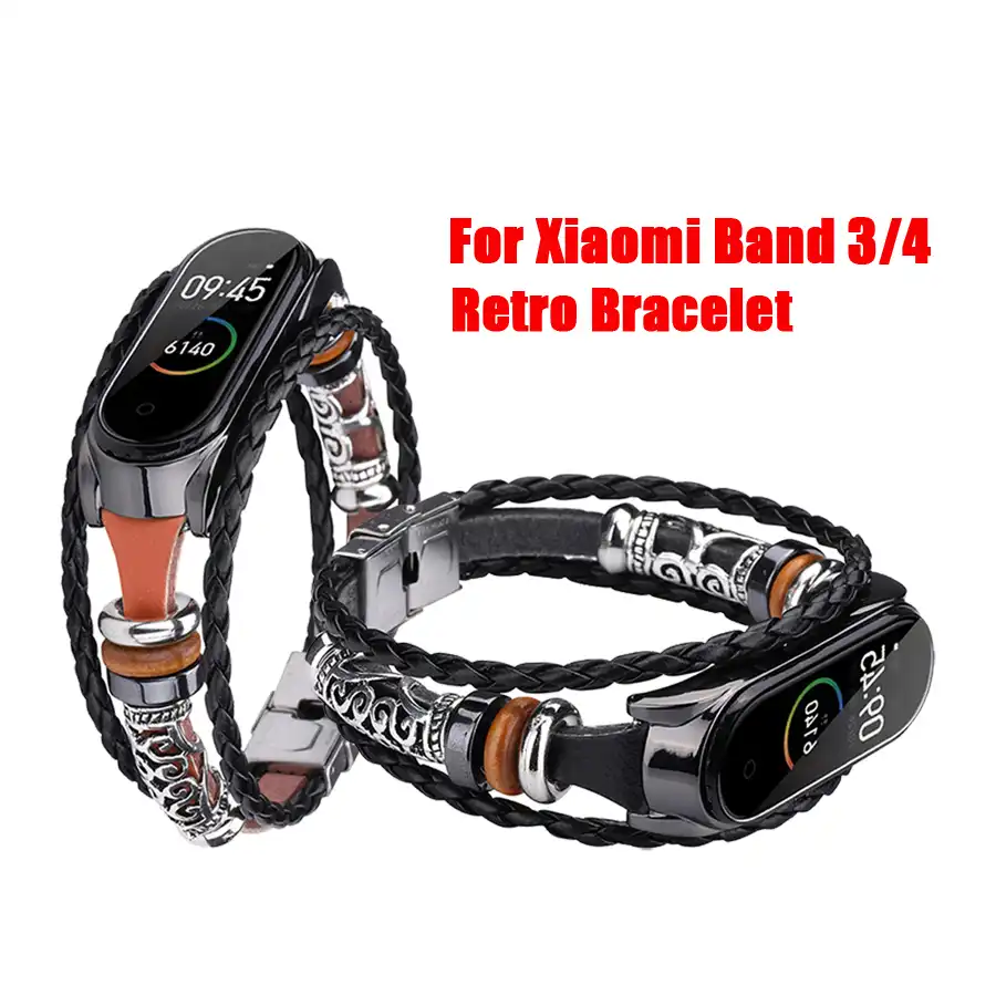 Correa De Cuero Para Xiaomi Mi Band 3 Y 4 Accesorios De Pulsera Retro Para Mi Band 4 Accesorios Inteligentes Aliexpress